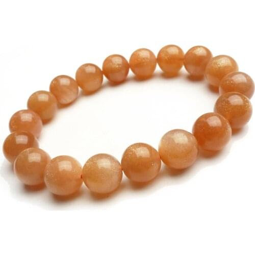 Drop Shipping Natural Sunstone Bracelets Women Lady Stretch Healing Crystal Round Bead Natural Stone Bracelet 11mm