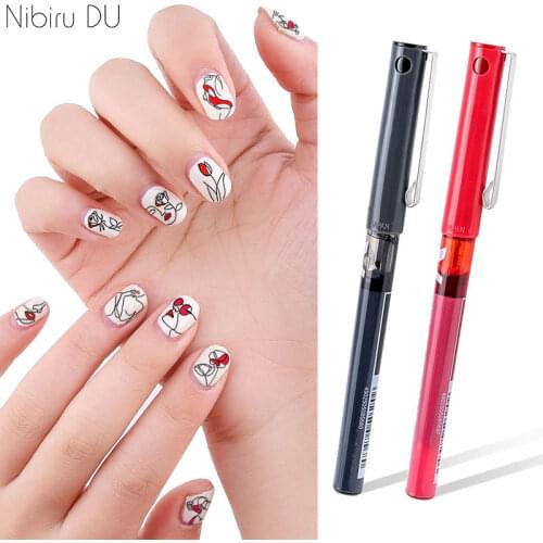 Nail Art Graffiti Pen Waterproof Red Black DIY Painting Drawing Thin Line Flower Abstract Dot Detailing Brush Beauty Tools