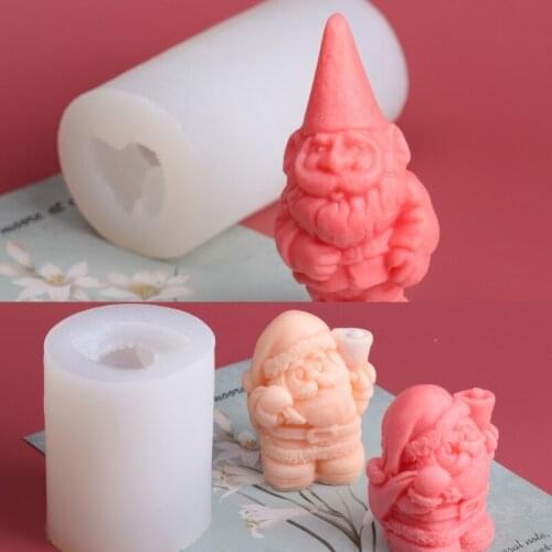 M17D Cute Santa Claus Mold Christmas Theme Candle Silicone Mold 3D Christmas Santa Sugar Crafts Decoration Resin Clay Mould