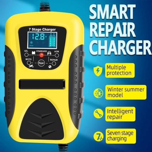 7 Stage Smart Car Battery Charger 12V 7A Full Automatic Battery Charge Machine LCD Display for Car Motorcycle with Pulse Repair