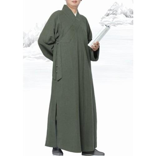 UNISEX high quality ramie zen lay meditation uniforms buddha robe clothing buddhist gown shaolin kung fu monks suits green/grey