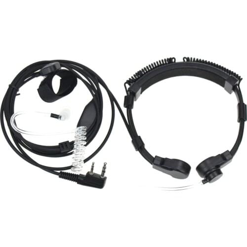 Universal K Plug 2 Pin PTT Throat Vibration Mic Headphone With Acoustic Air Tube Headset Earbud For Baofeng Kenwood