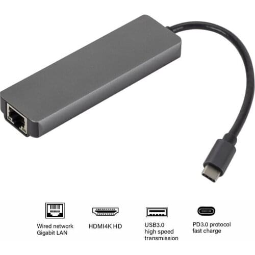 5 in 1 USB Type C Adapter Hub USB 3.0 HDMI USB C Hub to Gigabit Ethernet Rj45 Network Adapter to 1000Mvps for Macbook Pro Xiaomi