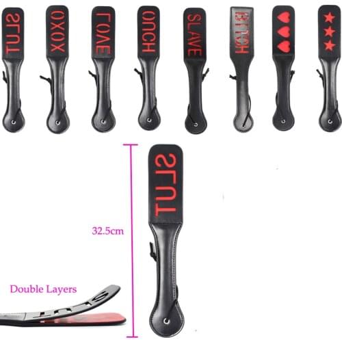 YUELV Adult Game Double Layers Leather Paddle Sexy Whip SLUT BITCH Slave Spanking Flogger Sex Toys For Couples Firtling Products