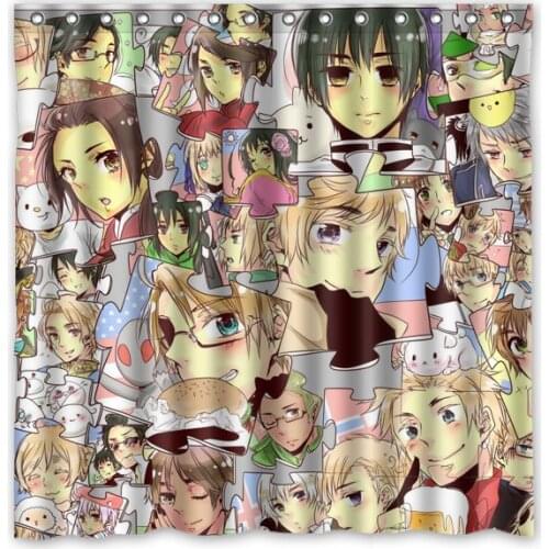 Custom Home Bath Curtain Axis Powers Hetalia Waterproof Fabric Bathroom Shower Curtain With Hooks Home Decoration