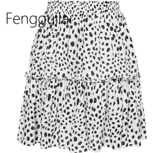 2020 Red Ruffles Leopard Summer Skirts Women NEW Sexy Boho Mini Skirts Retro Casual A Line High Waist Girls Short Skirts