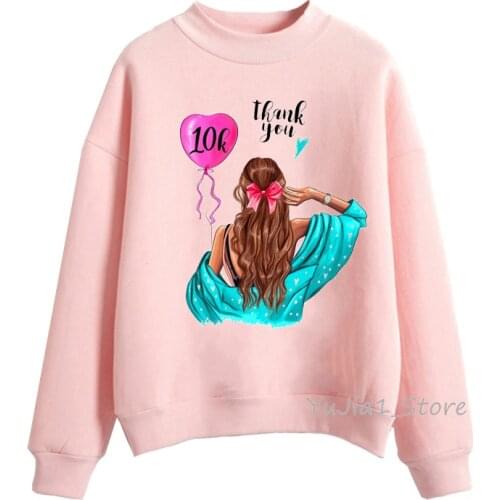 Vogue Sudadera mujer harajuku kawaii hoodie Girl balloon print graphic turtleneck pullover pink hoody winter women clothes