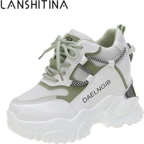 Women Chunky Sneakers Vulcanize Shoes 7cm High heels Fashion 2020 Autumn Female Platform Thick Sole Running Casual Shoe Woman