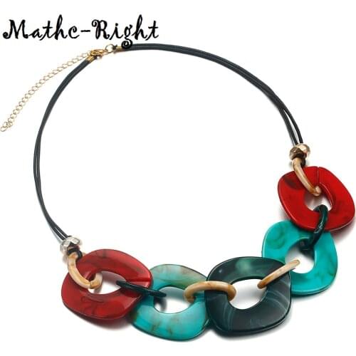 Womens Colorful Acrylic Necklace for Women Geometric Necklaces & Pendants Statement Necklace New Arrival Fashion Jewelry NR057