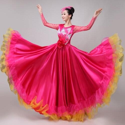 Spanish Bullfighting Dress Festival Flamenco Opening Dance Dresses for Adult Female Stage Performance Big Swing Costume DL6112