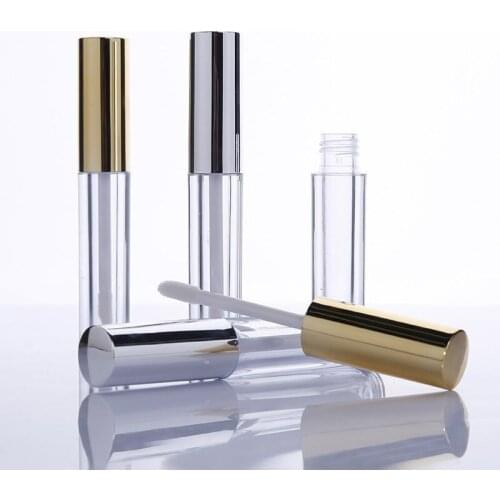 1ml 5ml 10ml Empty Cosmetic Lip Gloss Tube Makeup Lip Color Packaging Container Gold Silver Lip Mask Bottles With Brush