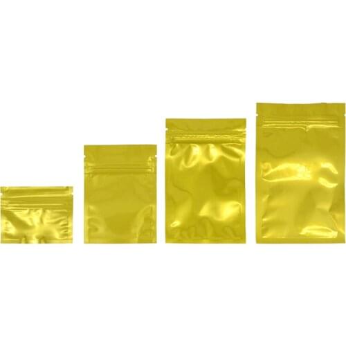 100 Pcs Golden Aluminum Foil Self Seal Package Bag Snack Tea Coffee Zip Lock Storage Packing Pouches Bags Free Shipping