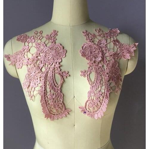 20Pieces Red Sapphire Off-white Flower Floral Embroidered Polyester Lace Applique Trim Lace Accessories Fabric For Sewing DIY