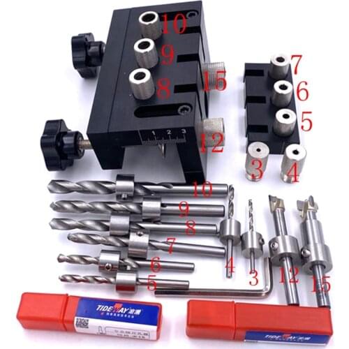 3 IN 1 Dowelling Jig Round Dowel Connector Woodworking Joinery Puncher Locator Self Centering Pocket Hole Jig Furniture Puncher