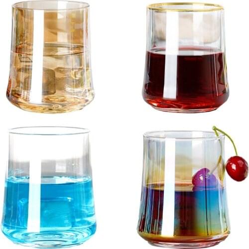 305ML Simple Colorful Crystal Clear Glass Water Cup Whiskey Glass Juice Cold Drink Cocktails Cup Home