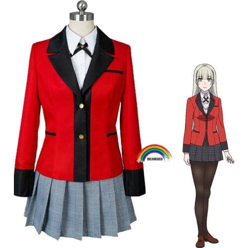 5pics Kakegurui Compulsive Gambler Cosplay Wigs Ririka Momobami school uniform alll set Yumeko Jabami Cosplay Wigs+wigcap