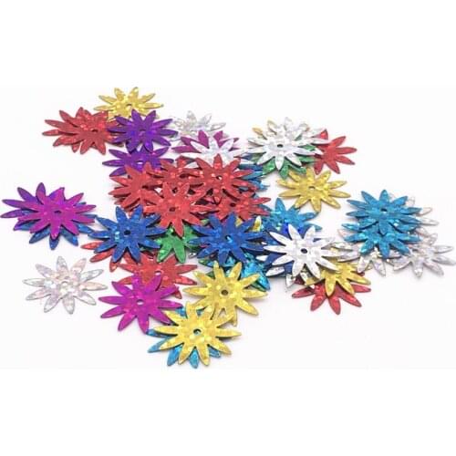 100pcs 18mm Needle flower Loose sequins Laser Mixed color Paillettes Sewing Wedding Craft,Women Kids DIY Garment Accessory