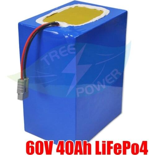 60V 40Ah LiFePO4 lithium battery pack with BMS for 3000W 2500W motorcycle emergency power supply power tools tricycle+5A Charger