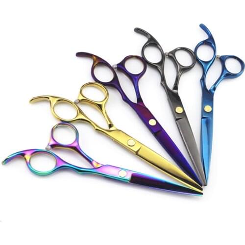 Professional Japan 440c 6 inch color hair scissors set haircut thinning barber haircutting cutting shears hairdressing scissors