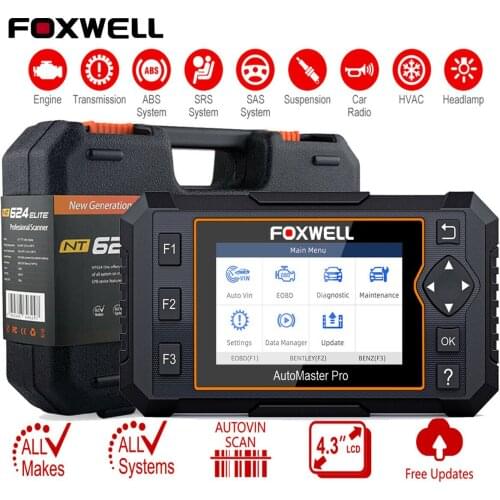 FOXWELL NT624 Elite OBD2 Automotive Scanner Code Reader Engine AT ABS SRS Full System Oil EPB Reset Auto Diagnostic Car Tools