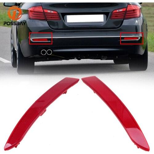 POSSBAY Car Tail Light Rear Bumper Reflector Lights Red Lens for BMW 5-Series 530dX/535d/528i F10/F18 Sedan 2014-2017 Facelift