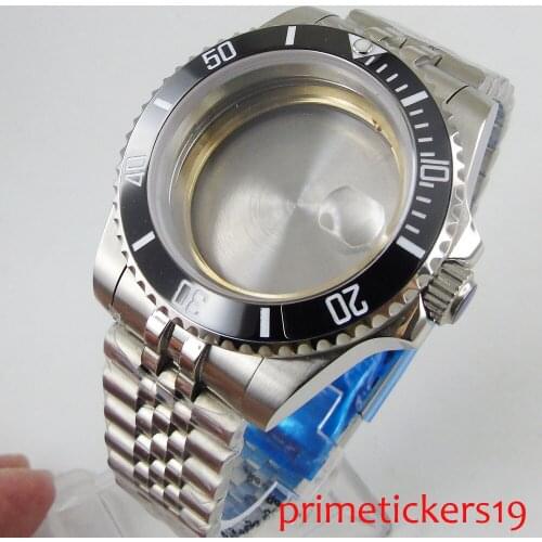 Stainless steel watch case sapphire glass + watch bracelet strao fit ETA2836 MIYOTA 8215 automatic movement