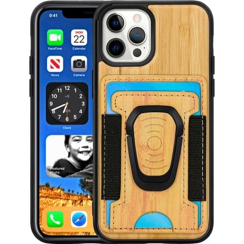 Real Wood Card Wallet Cover For iPhone 12 Pro Max 12 Mini SE 2020 11 Pro 6 6s 7 8 Plus X XR XS Max Magnetic Bracket Phone Case