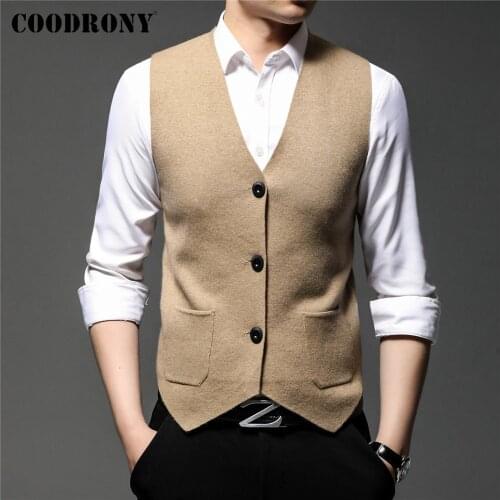 COODRONY Brand Autumn Winter New Arrival Soft Warm Knitwear Sleeveless Vest Sweater Business Casual Cardigan Men Clothing C2117