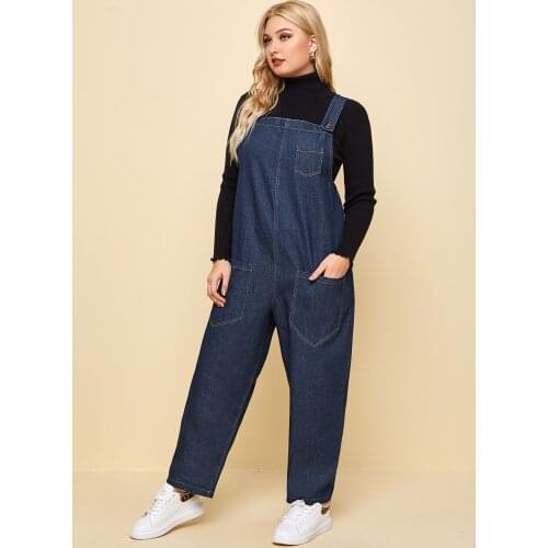 Jeans Denim OverallsWomenWomen Overalls Jumpsuit Large size strap Straight pants Blue jeans More sizes L-5L