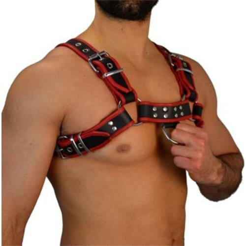 Fetish Gay BDSM Sexual Body Bondage Cage Harness Belts Rave Gay Clothing Leather Chest Harness Men Adjustable for Adult Sex