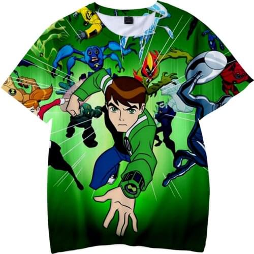 Fashion Toddler Girls Tops Loose Shirt Polyester Ben 3D Print for 6 8 10 12 Year Boys Summer Clothes Teen Kids T-shirt Baby Tees