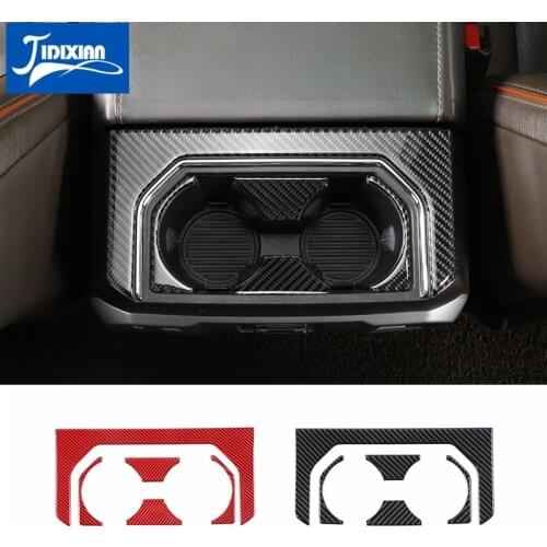 JIDIXIAN Car Armrest Box Water Cup Holder Decoration Sticker Cover Trim for Ford F150 2015-2020 Soft Carbon Fiber Accessory