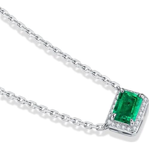 Sterling Silver 925 Jewelry Manufacturer Wholesale Fashion Emerald Pendant Chain Necklace