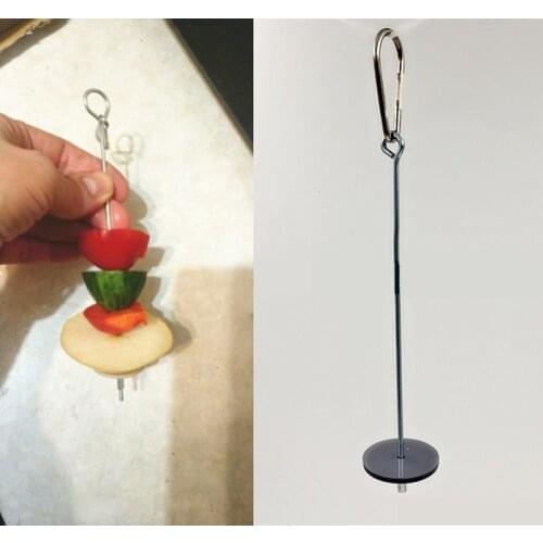 Pet Parrots Birds Food Holder Support Stainless Steel Fruit Spear Stick Meat Skewer Bird Feeding Stick Feeder