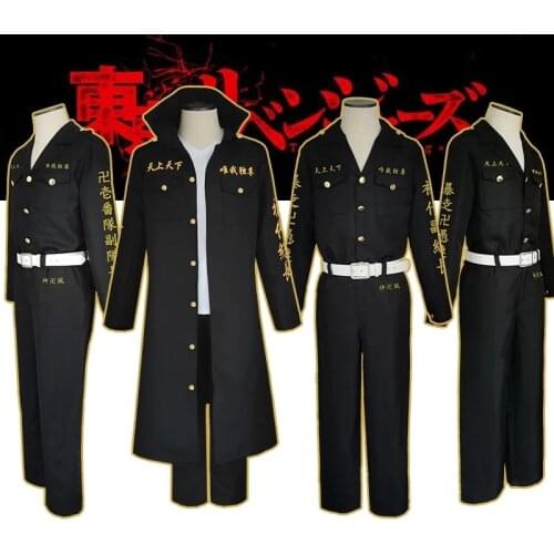 Anime Tokyo Revengers Cosplay Costume Manjiro Sano Black Uniform Ken Ryuguji Takemichi Hanagaki Tokyo Manji Gang Cloak Outfits