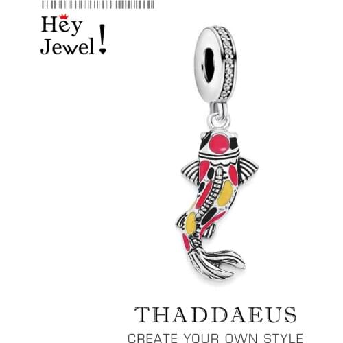 Colorful Koi Pendant 925 Sterling Silver Dangle Charm Fit Bracelet Necklace Women 2021 New Bohemia Lucky Fine Jewelry