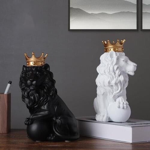 Creative New Products Crown Lion Resin Crafts Decoration Home Adornment Living Room Bedroom Desktop Entrance Sculpture Ornaments