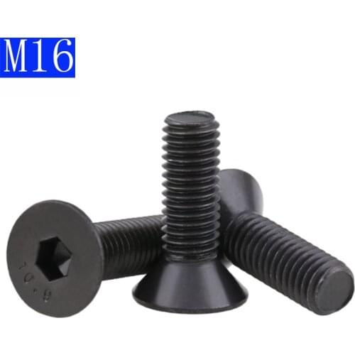M16 - 2 16mm DIN7991 Black 10.9 Class Alloy Steel Hex Socket Countersunk Head Screw Flat Hex Socket bolts DIN 7991
