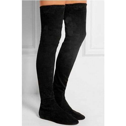 2016 Fashion Designer suede leather thigh high boots women stretch over the knee boots autumn winter shoes for Christmas gift