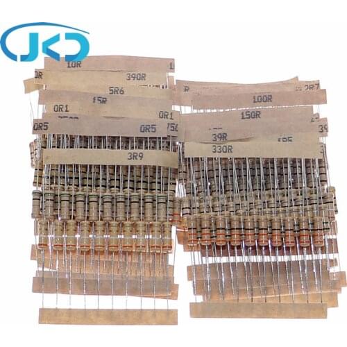 300pcs/lot 30values x 10pcs 1W Resistor Kit 5% 0.1R - 750 ohm Carbon Film Resistance pack