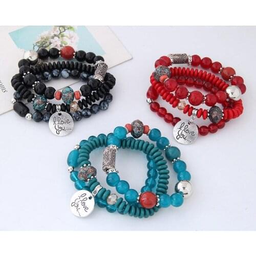 New European And American Ethnic Style Simple Bohemian Retro Bracelet Disc Multi-layer Beaded Womens Bracelet Jewelry