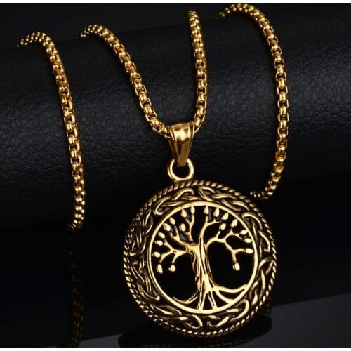 Tree of Life Charms Pendant Necklace Stainless Steel Men/Women Chain Lucky Jewelry