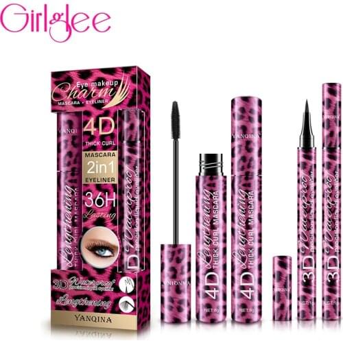 EyeLiner Pencil Eye Mascara Set For False Eyelashes 4D Waterproof Long Lasting Black Liquid Eyeliner Cosmetic Girlglee Makeup