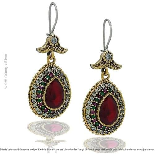 Silver Drop Model Natural Stone Earrings