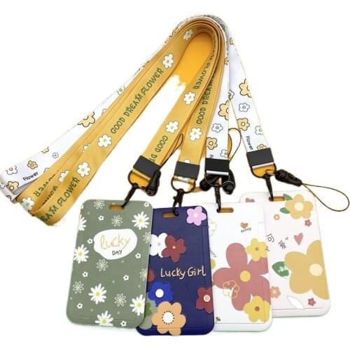 2021 Slide cover hanging rope student campus meal card bag cartoon badge work certificate bus subway card protective cover