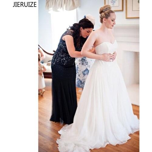 JIERUIZE Modern Chiffon Wedding Dresses Sweetheart Backless Lace Elegant A Line Bridal Wedding Gowns Beach vestido de noiva
