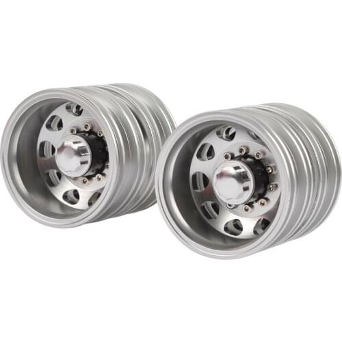 2PCS Aluminum Alloy Front Rear Wheel Rim Hub for 1:14 Tamiya Trailer Tractor Truck RC Car Parts