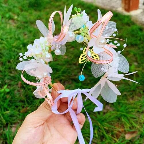 Wedding Pearl Flower Headband Fashion Bridal Jewelry Crown Hairbands Band Tiara Headpiece Girls Hair Accessories