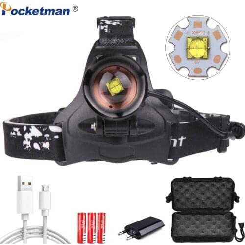 6500LM LED headlamp xhp70.2 most powerful Headlight usb Zoom led headlight high power fishing head lamp torch Headlight Camping