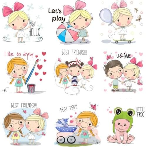 Iron on Transfer for Clothing Thermoadhesive Patches Stickers Diy Baby Cute Patch Fusible Stripes Thermotransfer for Clothes C